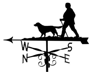 Man stick and Golden Retriever weather vane